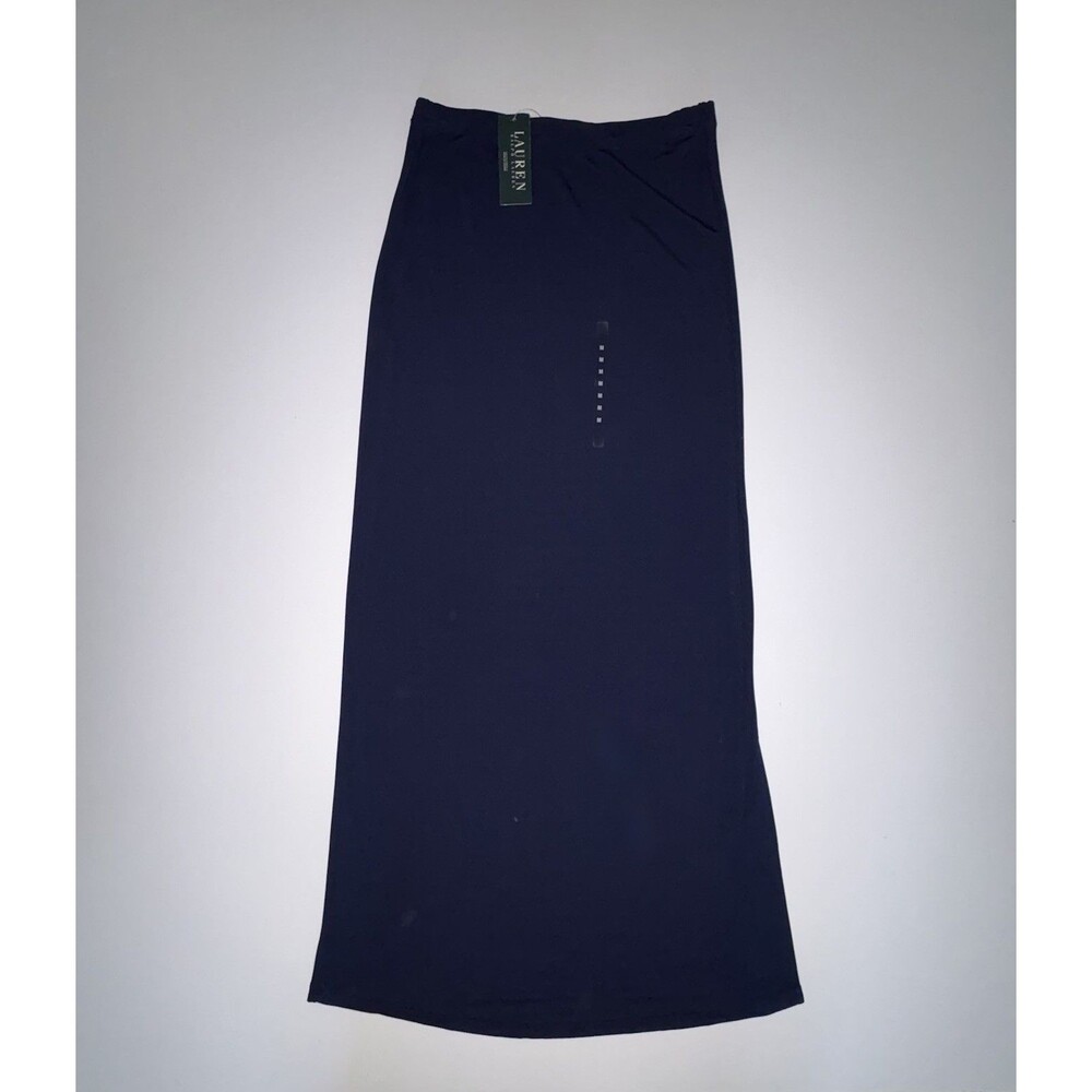 Lauren Ralph Lauren Navy Blue Maxi Skirt NWT Stretch Knit Women's Size Medium